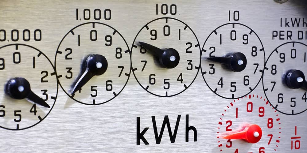 Dials showing kWh